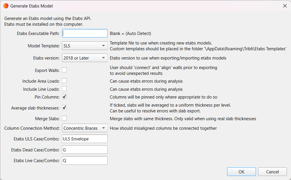 Etabs Export Dialog